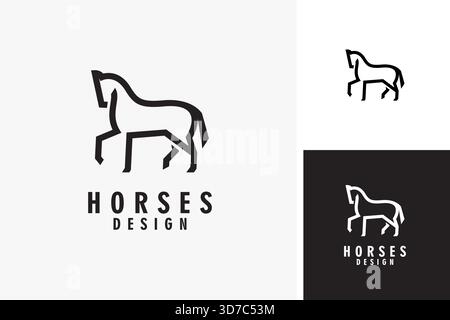Standing horse line logo symbol icon design Stock Vector