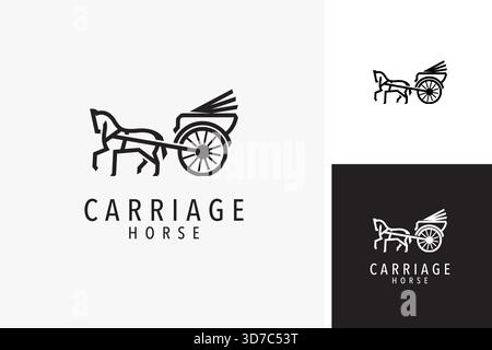 Horse carriage line logo symbol icon design Stock Vector