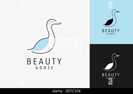 Duck line simple logo symbol icon design illustration Stock Vector
