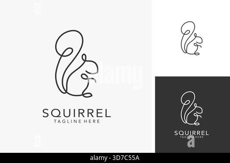 One line art squirrel logo design Stock Vector