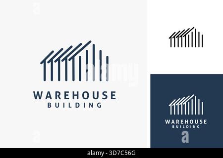 Warehouse line art logo symbol icon design illustration Stock Vector