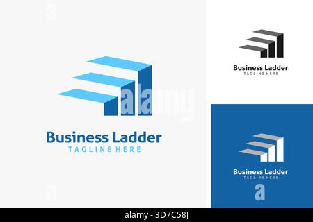 Chart and stepladder for business ladder logo design Stock Vector