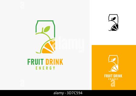 Fruit energy drink logo symbol icon design Stock Vector