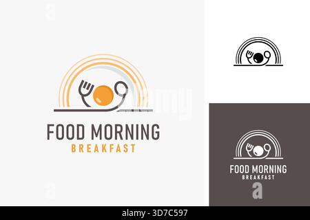 Omelet and morning sun for breakfast logo symbol icon design Stock Vector