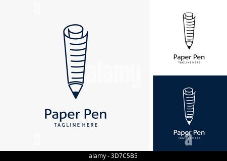 Paper pencil logo design Stock Vector