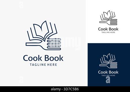 Book and fork for cook book logo design Stock Vector