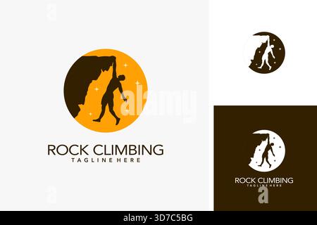 Rock climbing logo design Stock Vector