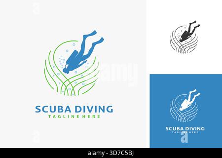 Scuba diving logo design Stock Vector