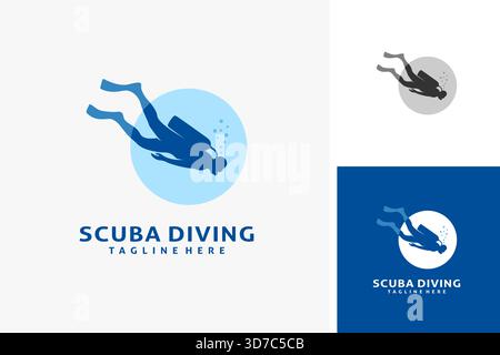 Scuba diving logo design Stock Vector