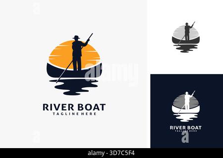 River boat logo design Stock Vector