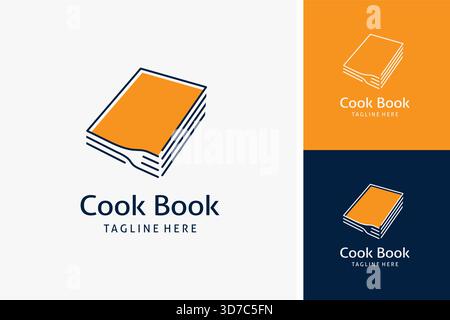 Book and fork for cook book logo design Stock Vector