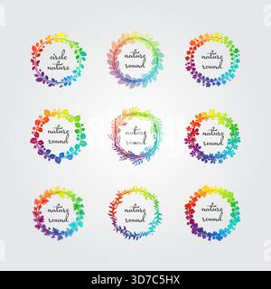 Circle nature frame with rainbow colors Stock Vector