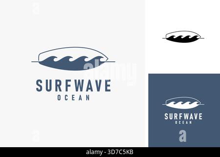 Surfboard and wave for surfing logo symbol icon design Stock Vector