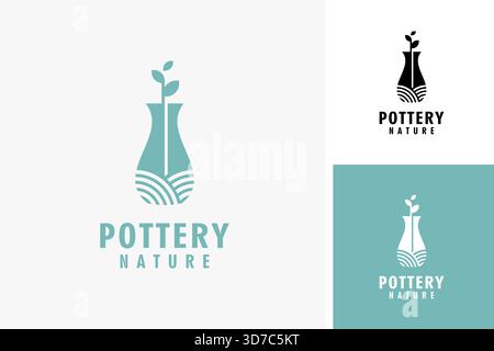 Pottery with plant logo symbol icon design illustration Stock Vector