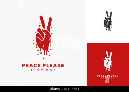 Two bloody fingers for peace logo design Stock Vector