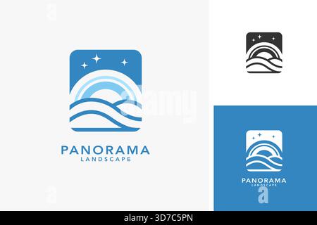 Geometric panorama landscape logo design Stock Vector