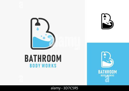 Bathtub in letter B logo symbol icon design Stock Vector