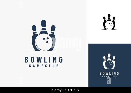 Pin and ball bowling logo symbol icon design Stock Vector