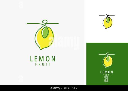 Lemon fresh fruit line art colored logo symbol icon design illustration Stock Vector