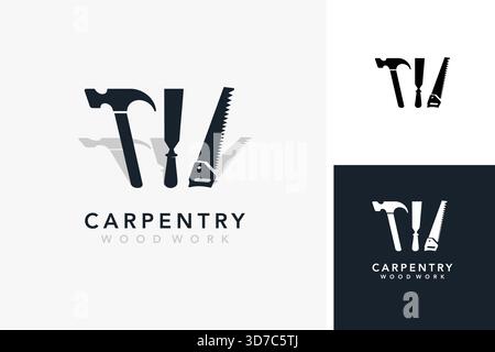 Carpentry tools logo design Stock Vector