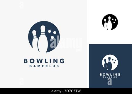 Pin and ball bowling logo symbol icon design Stock Vector