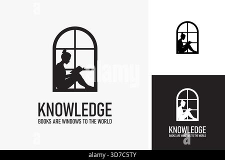 Logo design of books are windows to the world Stock Vector