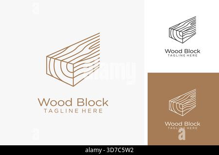 Wood block logo design Stock Vector