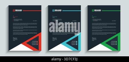 Modern shapes corporate business letterhead design template. Stylish layout for stationery, identity, document, branding design. Stock Vector