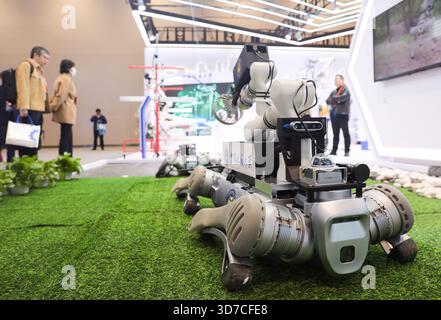 The robots used for exploration are on display at the conference. Wuhan,China.22th November 2025. The China 5G+ Industry Internet Conference kicks off in Wuhan, capital city of central China’s Hubei Province, November 22, 2025. The conference focused on the in-depth integration of cutting-edge technologies including 5G, AI, big data, and industrial Internet, and demonstrated the innovative practice of new technologies, new scenarios, and new models in the transformation and upgrading of manufacturing industry. Credit: Zhang Chang/China News Service/17�Թ����� Live News Stock Photo