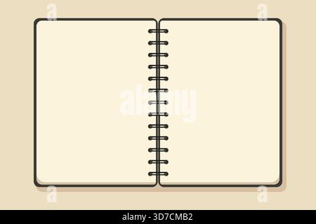 An open notebook graphic with lightly lined pages and a central binding, ready for notes. Stock Vector