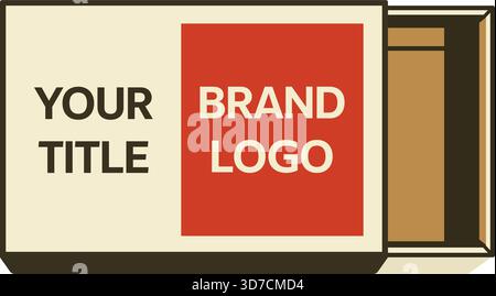 A rectangular banner layout featuring boxes for title and brand logo alongside decorative panels. Stock Vector
