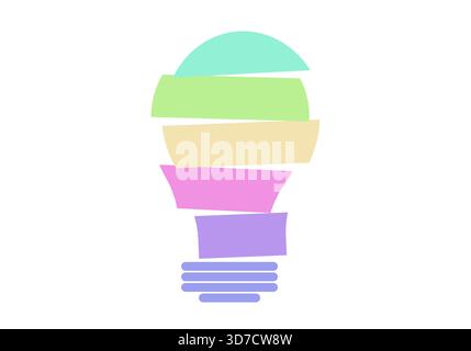Sticker making a light bulb silhouette. 5 steps infographics template for presentation, vector illustration. Stock Vector