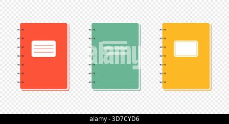 Spiral notebook vector icon set Stock Vector