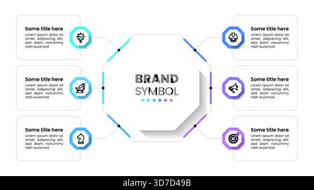Octagon infographic template icon. Graphic symbol layout, blue on white ...