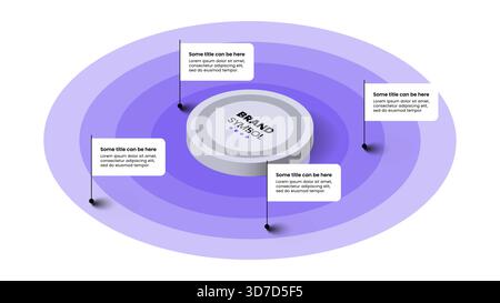 Infographic template with 4 options or steps. Isometric circle. Can be used for workflow layout, diagram, banner, webdesign. Vector illustration Stock Vector