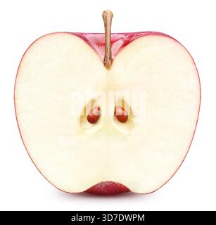 Red apples half isolated on white background. Ripe fresh apples Clipping Path Stock Photo