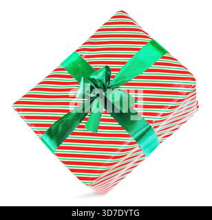 A delicate red textile bow with flowing ribbon, isolated on a white or transparent background, perfect for holiday decoration. High quality photo Stock Photo