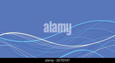 Blue Wave Line Background. Smooth flowing curves, elegant abstract motion lines and multicolored waves. Modern design. Perfect for media, posters Stock Vector