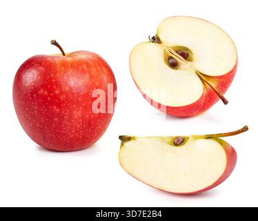 Apple with Clipping Path isolated on a white background. Red apple collection Stock Photo