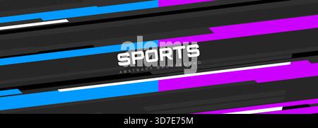 Dark modern sports banner design with diagonal blue, pink and gray diagonal lines. Abstract sporty background. Vector illustration Stock Vector