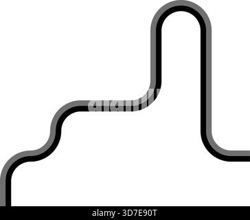 Broad colored lines follow an irregular path built from squared wave steps and smooth directional curves. Stock Vector