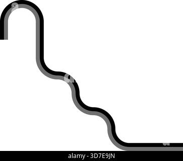 Two thick colored lines form a diagonal maze structure built from long zigzag stretches and rounded curved passages. Stock Vector