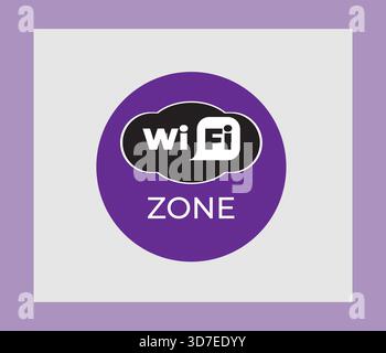 Wi-fi icon symbolizing internet access logo design. Minimalist black and white Wi-fi logo with text, wireless connectivity symbol. Stock Vector