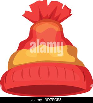 A red and yellow hat with a red band. The hat is sitting on a white background Stock Vector