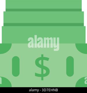 A stack of green dollar bills. The dollar bills are stacked on top of each other, and the image is of a green dollar bill Stock Vector