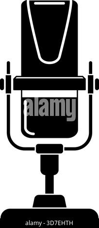 A microphone is shown in a black and white photo. The microphone is a symbol of communication and expression. The photo is simple and minimalistic, wi Stock Vector