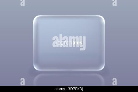 Modern frosted glass rectangular panel with rounded corners and subtle reflection. Ideal for UI design, app interfaces, or text overlay. Vector illustration Stock Vector