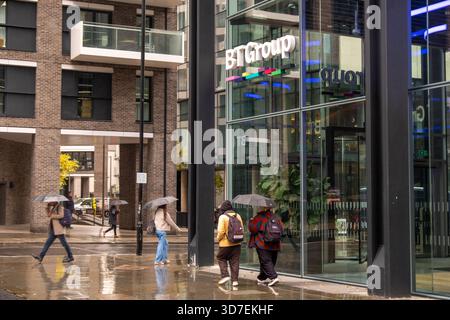 LONDON - DECEMBER 02, 2025: One Braham E1 – BT Group global headquarters entrance on Braham Street in Aldgate Stock Photo