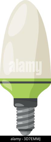 A light bulb with a green base. The bulb is white and has a green top Stock Vector
