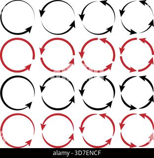 Circular Arrows Collection for Rotation Cycle and Process Direction Stock Vector